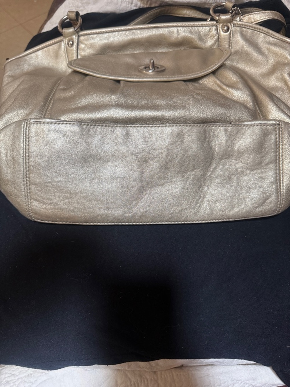 Coach Metallic Pewter Leather Shoulder Bag - Picture 7 of 7
